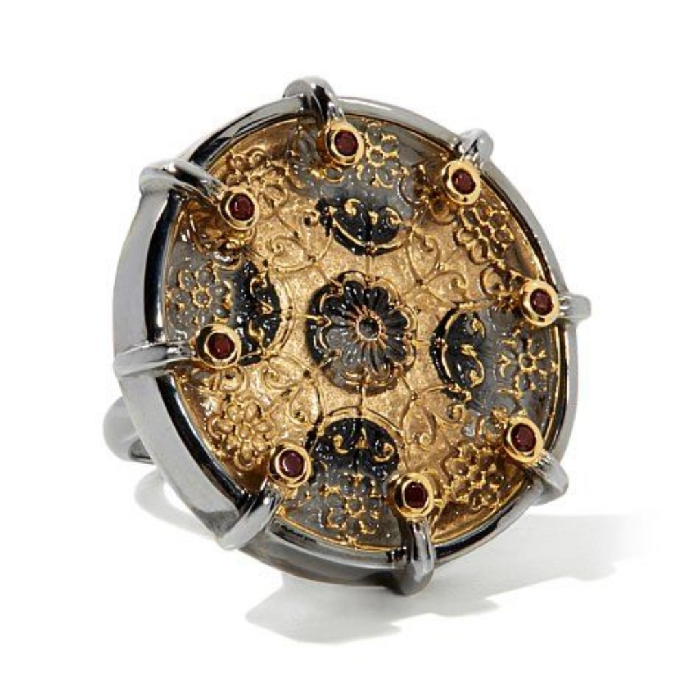 Amy Kahn Russell Bronze Button/ Garnet Ring